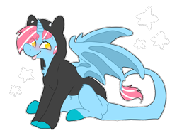 Size: 900x700 | Tagged: safe, artist:koviian, artist:php193, oc, oc only, oc:sora kite, alicorn, dracony, dragon, hybrid, pony, unicorn, clothes, dragoness, female, simple background, smiling, solo, transparent background