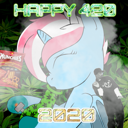 Size: 995x995 | Tagged: safe, artist:fruityhorssse, oc, oc:sora kite, dracony, dragon, hybrid, pony, unicorn, 2020, 420, 420 blaze it, bong, dragoness, drugs, drugs are bad mmmkay?, female, food, marijuana, smoke, smoking, snoop dogg, solo