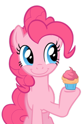Size: 2004x2993 | Tagged: safe, artist:youki506, pinkie pie, earth pony, pony, g4, cupcake, female, food, high res, mare, simple background, solo, transparent background, vector