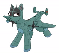 Size: 2048x1899 | Tagged: safe, artist:pencil bolt, oc, oc only, unnamed oc, original species, plane pony, pony, beriev be-6, female, plane, ponified, propeller, simple background, solo, unamused, white background
