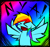 Size: 532x500 | Tagged: safe, artist:xxv4mp_g4z3rxx, rainbow dash, pegasus, pony, g4, ><, behaving like a cat, chibi, eyes closed, female, nya, solo, text, xd