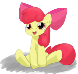 Size: 3297x3138 | Tagged: safe, artist:up_p_ab, apple bloom, earth pony, pony, g4, female, filly, foal, happy, high res, simple background, sitting, solo, white background
