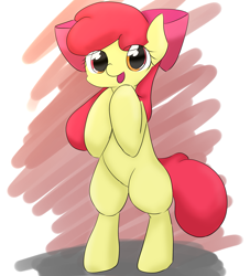 Size: 2143x2359 | Tagged: safe, artist:up_p_ab, apple bloom, earth pony, pony, g4, bipedal, female, filly, foal, happy, high res, hooves together, solo