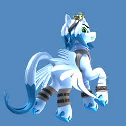 Size: 2000x2000 | Tagged: safe, artist:argos90, oc, oc:cold front, pegasus, pony, 3d, blue background, butt, commission, high res, plot, simple background, solo