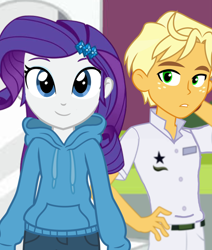 Size: 3480x4096 | Tagged: safe, artist:amgiwolf, artist:decokenite, artist:maretrick, ragamuffin (g4), rarity, human, equestria girls, g4, canterlot high, clothes, female, hairclip, jacket, jeans, male, pants, rarimuffin, requested art, shipping, straight