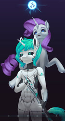 Size: 1280x2378 | Tagged: safe, artist:aurorarhythm, rarity, oc, android, pony, robot, unicorn, anthro, g4, bsm, tmc