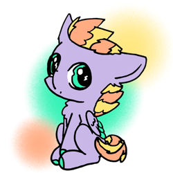 Size: 1638x1638 | Tagged: safe, artist:rainbowwing, oc, oc only, oc:tropico cyclo, pegasus, pony, chest fluff, colored hooves, cute, daaaaaaaaaaaw, ears back, folded wings, looking at you, rainbowwing is trying to murder us, sitting, solo, wings