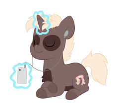 Size: 1170x1053 | Tagged: safe, artist:queenderpyturtle, oc, oc:coconut, pony, unicorn, colt, foal, lying down, magic, male, prone, simple background, solo, white background