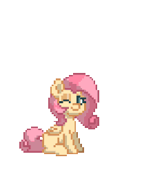 Size: 320x360 | Tagged: safe, fluttershy, pony, pony town, g4, animated, gif, looking at you, one eye closed, pixel art, simple background, solo, transparent background, wink, winking at you