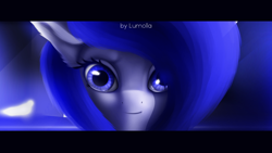 Size: 2000x1125 | Tagged: safe, artist:lumolla, oc, pegasus, pony, blue background, blue eyes, blue hair, monochrome, simple background, solo