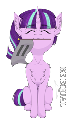 Size: 1080x1780 | Tagged: safe, artist:lunciakkk, starlight glimmer, pony, unicorn, g4, chest fluff, commission, ear fluff, equality, eyes closed, flag, mouth hold, simple background, solo, transparent background