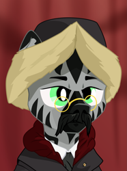 Size: 1281x1724 | Tagged: safe, artist:aaronmk, zebra, equestria at war mod, clothes, coat, facial hair, glasses, hat, moustache, necktie, vector