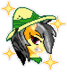 Size: 1125x1200 | Tagged: safe, artist:epicvon, artist:legenddestroye, daring do, pegasus, pony, g4, bust, female, grin, looking at you, manepxls, mare, one eye covered, pixel art, pxls.space, simple background, smiling, solo, sparkles, transparent background