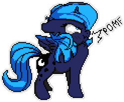 Size: 1230x1020 | Tagged: safe, artist:epicvon, artist:nookprint, princess luna, alicorn, pony, g4, chest fluff, cute, female, filly, fluffy, foal, lunabetes, manepxls, onomatopoeia, pixel art, pomf, puffy cheeks, pxls.space, scrunchy face, simple background, transparent background, woona, younger