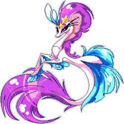 Size: 1235x1235 | Tagged: safe, artist:epicvon, artist:marbola, queen novo, seapony (g4), g4, my little pony: the movie, eyelashes, female, fins, fish tail, jewelry, lidded eyes, manepxls, pixel art, pxls.space, regalia, simple background, solo, tail, transparent background