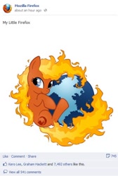 Size: 392x582 | Tagged: safe, artist:noreasontohope, oc, oc:firefox, pony, g4, 2012, browser ponies, facebook, firefox, internet browser, old art, parody, ponified, rule 85