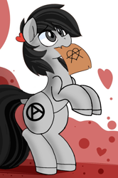 Size: 678x1024 | Tagged: safe, oc, oc only, earth pony, pony, anarchist, simple background, solo, white background