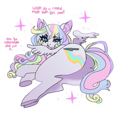 Size: 1020x992 | Tagged: safe, artist:cutesykill, oc, oc only, alicorn, pony, butt, dialogue, looking at you, looking back, looking back at you, plot, simple background, solo, sparkles, white background