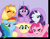 Size: 700x550 | Tagged: safe, artist:manglethemangledtoy, applejack, fluttershy, pinkie pie, rainbow dash, rarity, twilight sparkle, alicorn, earth pony, pegasus, pony, unicorn, g4, ><, applejack's hat, blushing, cowboy hat, eyes closed, eyeshadow, female, floppy ears, hat, horn, legitimately amazing mspaint, makeup, mane six, mare, ms paint, multicolored hair, one eye closed, rainbow hair, smiling, twilight sparkle (alicorn), wings, wink