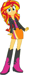 Size: 154x393 | Tagged: safe, edit, edited screencap, editor:pascalmulokozi2, screencap, sunset shimmer, human, equestria girls, g4, my little pony equestria girls, background removed, boots, clothes, high heel boots, jacket, leather jacket, shirt, shoes, simple background, skirt, solo, transparent background