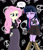 Size: 1659x1920 | Tagged: safe, artist:dashdeviant, fluttershy, twilight sparkle, human, equestria girls, g4, bare shoulders, bracelet, clothes, dress, duo, ear piercing, earring, emo, emo twilight, eyes closed, eyeshadow, female, fluttergoth, grammar error, jewelry, long skirt, makeup, meme, piercing, skirt, skull, sleeveless, speech bubble, tank top, we're emo