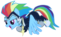 Size: 640x389 | Tagged: safe, artist:benpictures1, rainbow dash, zapp, pegasus, pony, g4, power ponies (episode), cute, dashabetes, female, inkscape, open mouth, power ponies, simple background, solo, transparent background, vector