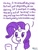 Size: 600x800 | Tagged: safe, artist:pink-pone, rarity, pony, unicorn, g4, bags under eyes, chest fluff, dialogue, female, mare, relatable, simple background, solo, text, tired, white background