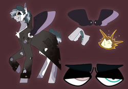 Size: 1280x896 | Tagged: safe, artist:gothalite, oc, oc only, pegasus, pony, brown background, clothes, grin, heterochromia, male, pegasus oc, simple background, smiling, solo, spread wings, stallion, wings
