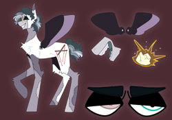 Size: 1280x896 | Tagged: safe, alternate version, artist:gothalite, oc, oc only, pegasus, pony, brown background, clothes, glasses, grin, heterochromia, male, pegasus oc, simple background, smiling, solo, spread wings, stallion, wings