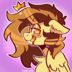 Size: 2048x2048 | Tagged: safe, artist:yumkandie, oc, oc only, oc:prince whateverer, pegasus, pony, blushing, chest fluff, heart, heart eyes, high res, looking at you, male, simple background, solo, tongue out, wingding eyes