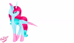 Size: 1280x750 | Tagged: safe, artist:prettyshinegp, oc, oc only, alicorn, pony, alicorn oc, coat markings, colored wings, eyes closed, female, horn, mare, signature, simple background, socks (coat markings), solo, two toned wings, white background, wings