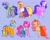Size: 2048x1621 | Tagged: safe, artist:yumkandie, applejack, fluttershy, pinkie pie, rainbow dash, rarity, twilight sparkle, earth pony, pegasus, pony, unicorn, g4, bow, clothes, cosplay, costume, crossover, curved horn, dress, encanto, female, glasses, hair bow, horn, mane six, mare, poncho, ponified, simple background, unicorn twilight