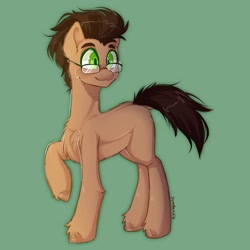 Size: 2048x2048 | Tagged: safe, artist:yumkandie, oc, oc only, earth pony, pony, chest fluff, earth pony oc, glasses, high res, male, simple background, solo, unshorn fetlocks