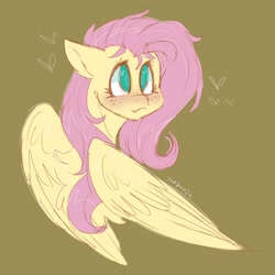 Size: 2048x2048 | Tagged: safe, artist:yumkandie, fluttershy, pegasus, pony, g4, blushing, colored sketch, female, heart, heart eyes, high res, solo, wingding eyes