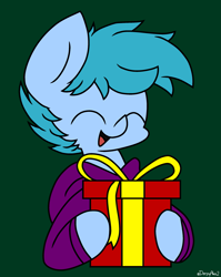 Size: 2101x2633 | Tagged: safe, artist:derpyalex2, oc, oc only, pegasus, pony, birthday, birthday gift, clothes, gift art, high res, jacket, present, sweater