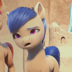 Size: 424x424 | Tagged: safe, screencap, beach breeze, earth pony, pony, g5, my little pony: make your mark, my little pony: make your mark chapter 1, spoiler:my little pony: make your mark, animated, background pony, cropped, floppy ears, gif, i watch it for the ears, solo focus, unnamed character, unnamed pony