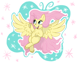 Size: 3296x2661 | Tagged: safe, artist:doodledonutart, fluttershy, pegasus, pony, g4, alicorn wings, cute, flying, happy, high res, large wings, open mouth, open smile, shyabetes, smiling, solo, spread wings, unshorn fetlocks, wings