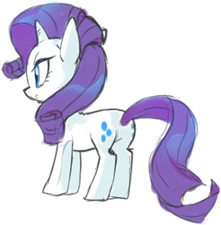 Size: 710x721 | Tagged: safe, artist:sibashen, rarity, pony, unicorn, g4, butt, female, horn, mare, plot, simple background, solo, white background