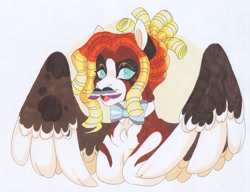 Size: 3552x2730 | Tagged: safe, artist:frozensoulpony, oc, oc only, oc:okimba, pegasus, pony, asexual pride flag, colored wings, facial hair, high res, moustache, pride, pride flag, solo, traditional art, two toned wings, wings