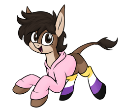 Size: 1912x1702 | Tagged: safe, artist:moonatik, oc, oc only, donkey, clothes, colored sketch, cute, donkey oc, hoodie, nonbinary, nonbinary pride flag, pride, pride flag, pride socks, simple background, sketch, socks, solo, striped socks, transparent background