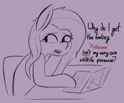 Size: 2387x1975 | Tagged: safe, artist:pinkberry, fluttershy, pony, derpibooru, g4, computer, doodle, female, implied flutterzoo, laptop computer, limited palette, mare, meta, open mouth, sketch, solo