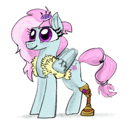 Size: 1306x1306 | Tagged: safe, artist:ja0822ck, kerfuffle, pegasus, pony, g4, amputee, female, folded wings, full body, hooves, mare, prosthetic leg, prosthetic limb, prosthetics, simple background, smiling, solo, standing, tail, white background, wings