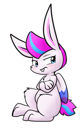 Size: 531x807 | Tagged: safe, artist:zutcha, zipp storm, rabbit, winged rabbit, g5, animal, blushing, bunnified, crossed arms, female, frown, simple background, solo, species swap, transparent background, wings