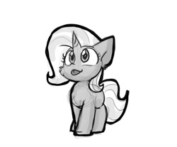 Size: 1236x1024 | Tagged: safe, artist:zutcha, trixie, pony, unicorn, g4, :p, cheek fluff, female, grayscale, mare, monochrome, simple background, tongue out, white background