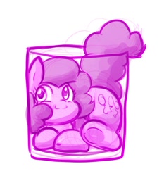 Size: 714x767 | Tagged: safe, artist:zutcha, pinkie pie, earth pony, pony, g4, :3, colored sketch, cup, female, mare, simple background, solo, white background