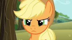 Size: 640x359 | Tagged: safe, screencap, applejack, earth pony, pony, g4, no second prances, season 6, >:c, angry, animated, applejack is not amused, applejack's hat, cowboy hat, discovery family logo, female, frown, gif, hat, mare, solo
