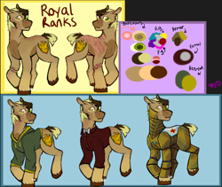 Size: 866x732 | Tagged: safe, artist:tyotheartist1, oc, oc:royal ranks, earth pony, pony, male, nudity, reference sheet, royal guard, scar, sheath, simple background, stallion