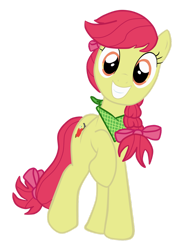 Size: 1024x1348 | Tagged: safe, artist:nyancir, apple bloom, earth pony, pony, g4, alternate cutie mark, alternate hairstyle, bow, female, grin, hair bow, looking at you, mare, neckerchief, older, older apple bloom, simple background, smiling, solo, transparent background, vector