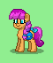Size: 60x71 | Tagged: safe, artist:dematrix, sunny starscout, earth pony, pony, pony town, g5, bag, bow, cute, female, green background, mare, pixel art, saddle bag, simple background, solo, tail, tail bow