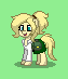 Size: 63x73 | Tagged: safe, artist:dematrix, earth pony, pony, pony town, bag, clothes, female, green background, mare, medical support, metal slug, pixel art, ponified, regular army, rumi aikawa, saddle bag, simple background, solo